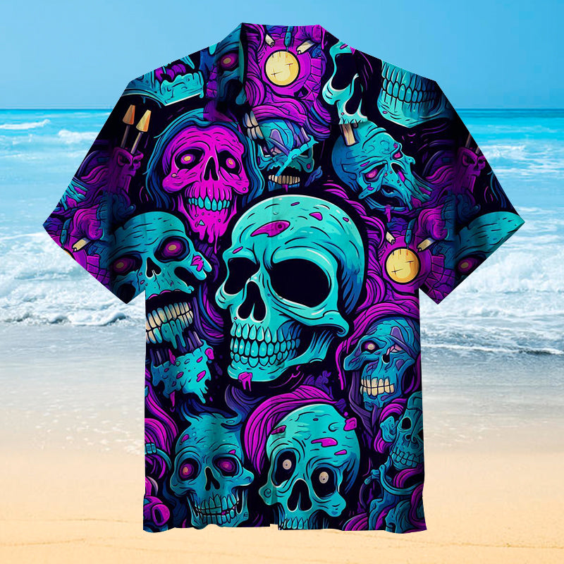 Blue&Purple Skull Unisex Hawaiian Shirt